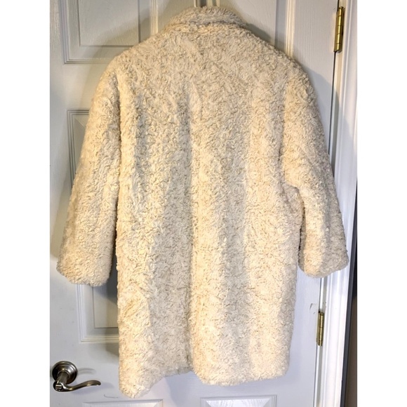 Urban Outfitters Anthropologie Medium 3/4 Sleeve Cream Teddy Coat Jacket FLUFFY! - Picture 4 of 6